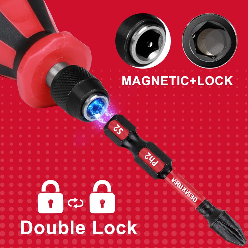 Geinxurn Magnetic 2PC Mini Changeable Head Manual Screwdriver Holder  Quick Change&Release 1/4  Hex Bit Extension Holder - Image 4